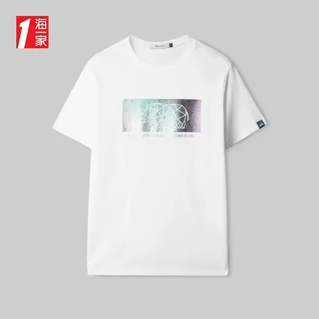 海一家时尚个性印花短T夏季舒适休闲圆领日常短袖T恤男图片