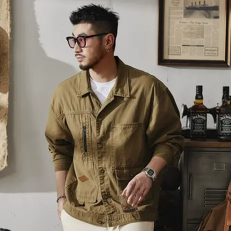 Modi Nick/摩帝尼克春秋男士衬衫长袖宽松潮牌薄款工装外套男上衣图片