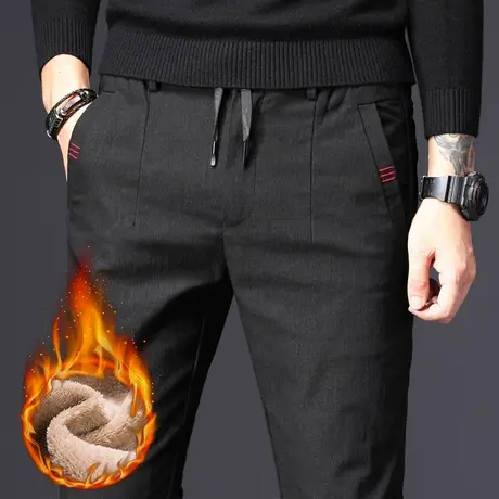 男士休闲长裤冬裤中年爸爸男裤子2024新款秋冬季加绒冬装加厚外穿商品大图