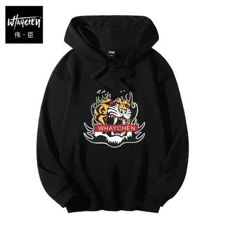 伟臣潮牌大码男装春季新款学生连帽卫衣胖子加肥加大宽松套头打底商品大图