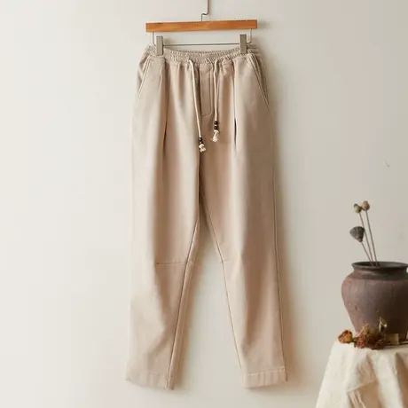 哈伦裤男休闲裤冬季新款宽松小脚加绒运动长裤中国风复古裤子大码商品大图