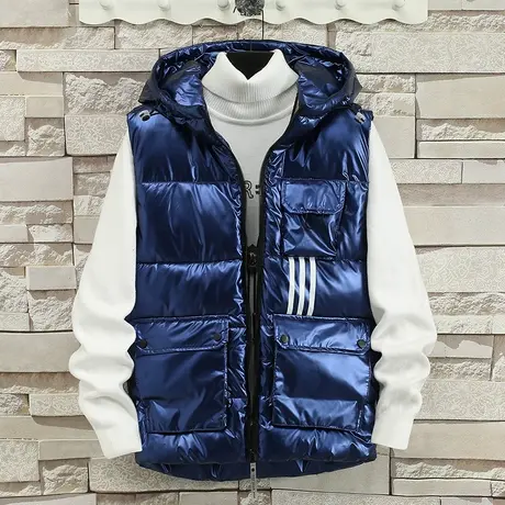 连帽马甲男冬季新款工装马夹外套韩版潮时尚休闲保暖羽绒棉服上衣商品大图