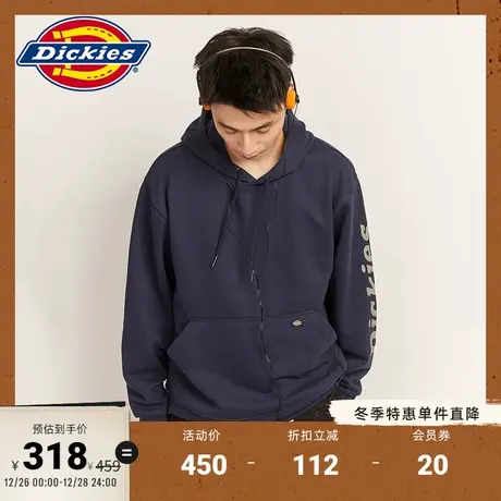 Dickies商场同款 秋冬 休闲运动 男女情侣连帽加绒美式卫衣商品大图