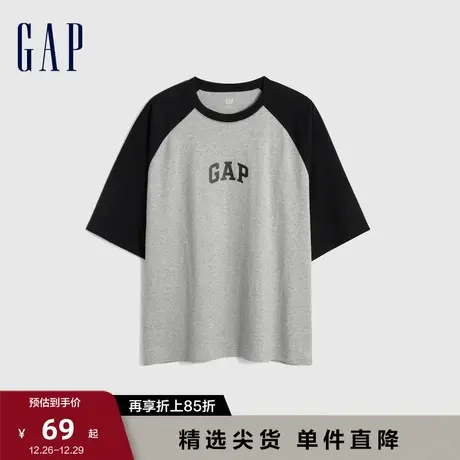 Gap男女装插肩袖廓形水洗棉T恤LOGO美式夏季情侣装运动上衣615521图片