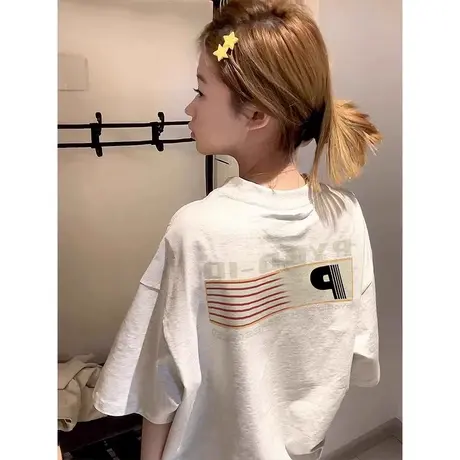 纯棉设计感短袖t恤女夏季新款小众潮牌韩版宽松港味复古chic上衣商品大图