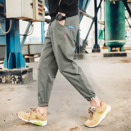 秋季潮牌休闲直筒裤男韩版潮流工装裤多口袋九分裤ins超火的裤子商品大图