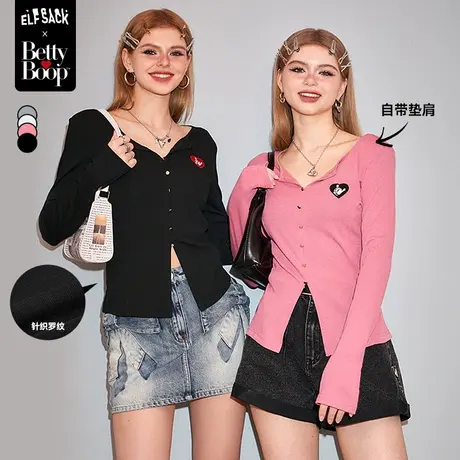 【贝蒂联名】妖精的口袋修身长袖t恤女2024早春新款显瘦内搭上衣商品大图