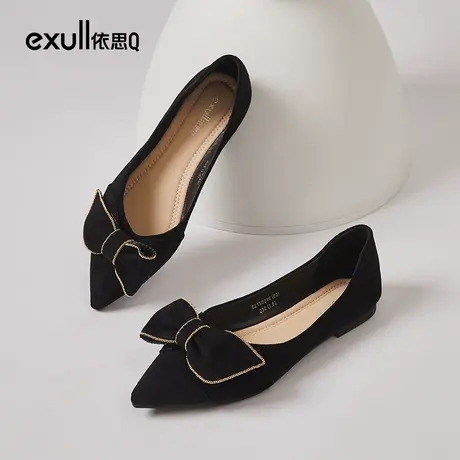 exull依思q蝴蝶结单鞋女尖头2024新款平底鞋子女一脚蹬配裙子女鞋商品大图