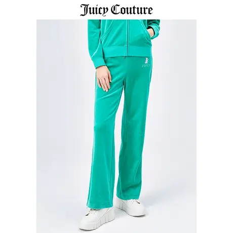 Juicy Couture橘滋休闲裤女美式春季新款天鹅绒运动阔腿直筒裤女商品大图