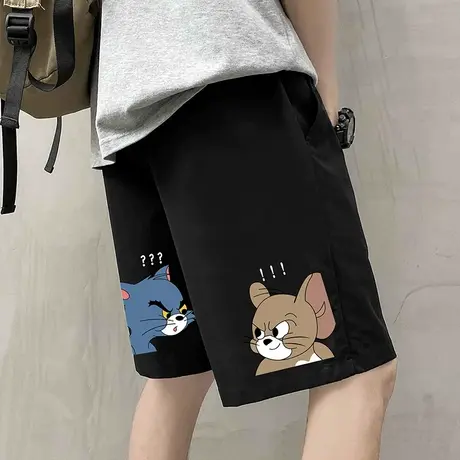 夏季潮牌男士短裤ins潮流冰丝直筒薄款中裤宽松休闲五分沙滩裤子商品大图