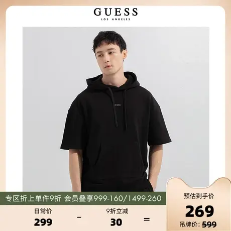 GUESS男士时尚复古连帽宽松抽绳短袖休闲T恤-X2OP34R2Q41商品大图