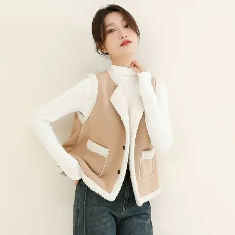 韩潮袭人冬季新款皮毛一体羊羔毛马甲女2023冬季新款马夹外套厚图片