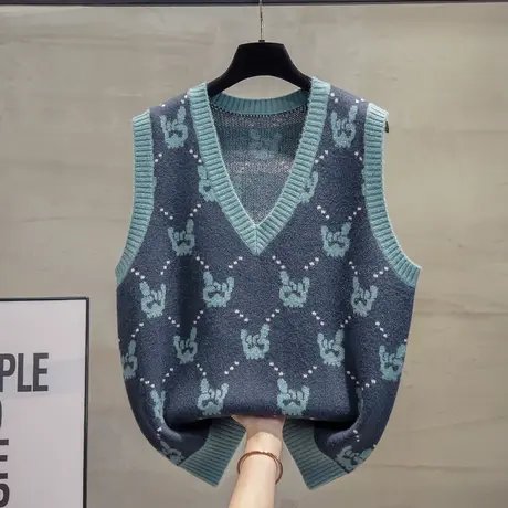 v领针织马甲背心女2023秋装新款宽松马甲外穿上衣外搭毛衣坎肩潮商品大图