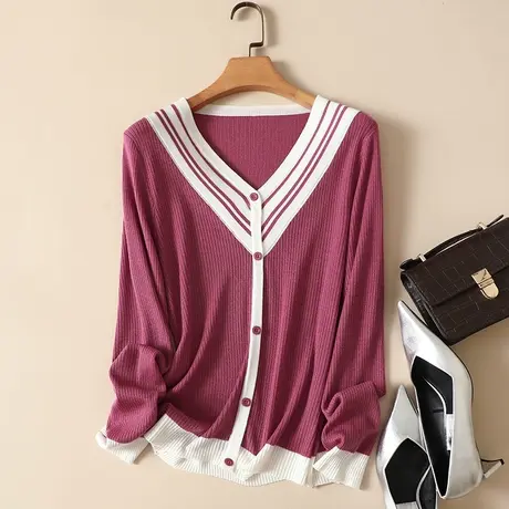 清仓！秋季新款针织羊毛衫女V领外搭毛衣外套长袖假开衫显瘦上衣商品大图