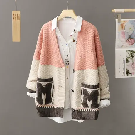 早秋冬季针织毛衣开衫外套女宽松复古2023新款软糯高级感针织外套商品大图