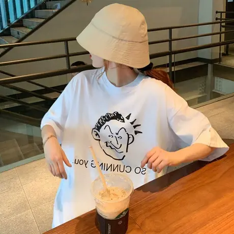 超火cec短袖t恤女夏装宽松网红ins原宿风bf学生百搭蹦迪上衣服潮商品大图