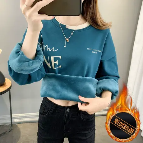 卫衣女秋冬季韩版宽松设计感小众ins加绒加厚假两件上衣服外套潮图片