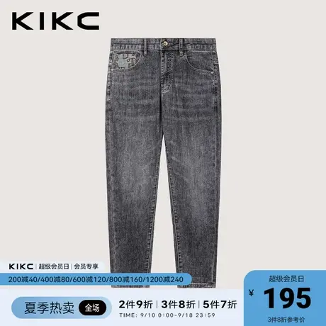 kikc牛仔裤男2023春夏新款商场同款休闲复古印花做旧潮流工装长裤图片