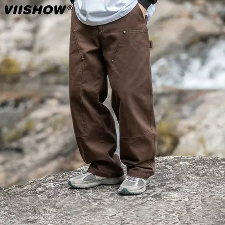 VIISHOW男士直筒裤美式工装裤男夏季薄款裤子休闲百搭宽松伐木裤商品大图