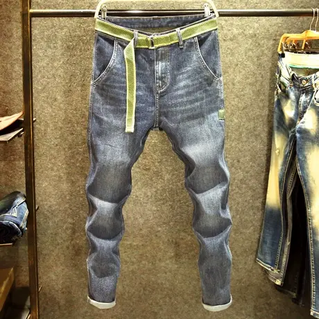 男裤春季长裤2023新款男士牛仔裤潮牌修身春秋款百搭休闲小脚裤子商品大图