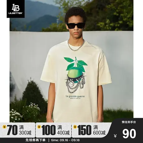Lilbetter勒内·马格里特联名短袖夏季男款T恤美式半截袖宽松体恤图片