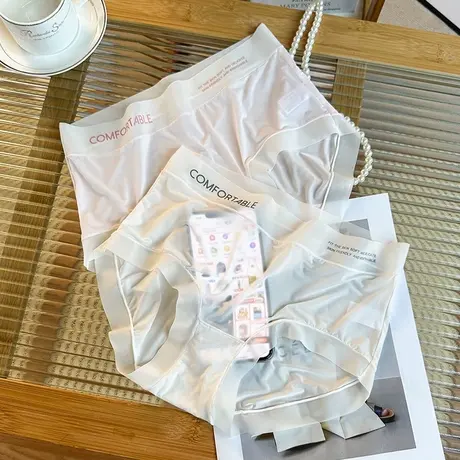 内裤女士棉质底裆无痕冰丝夏季薄款透气速干中腰包臀裸感三角底裤图片