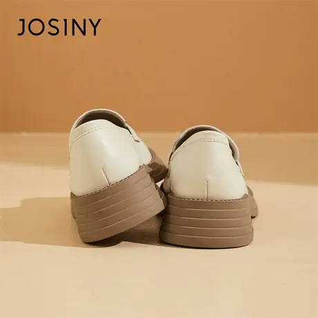 Josiny/卓诗尼白色乐福鞋女2024新款春季高级感英伦风厚底小皮鞋商品大图