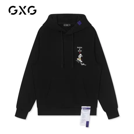 GXG卫衣 秋季黑色卡通刺绣韩版男装连帽上衣#GY131646G图片