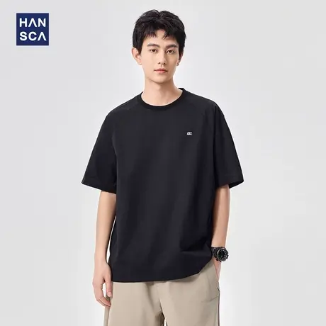 hansca云感130g轻薄速干运动短袖t恤男士夏季宽松透气插肩袖上衣商品大图