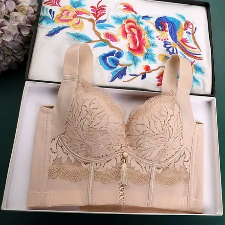 美容院七排扣调整型收副乳文胸薄款大胸显小内衣上托矫正聚拢胸罩商品大图