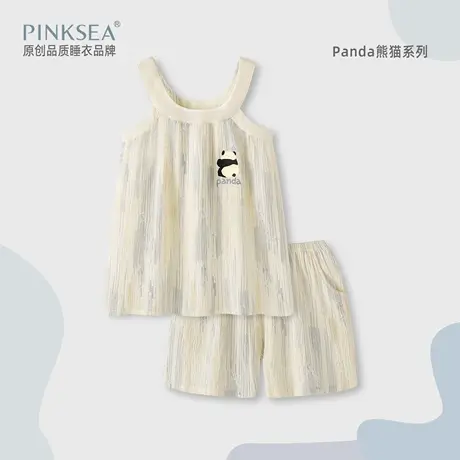 Pinksea纯棉吊带短裤睡衣女款棉纱夏季家居服套纯欲风2025新款夏图片