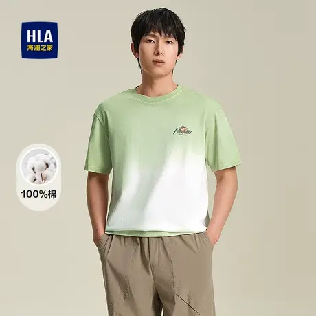 HLA/海澜之家轩辕小将联名短袖T恤25春夏新吊染渐变纯棉卡通短t男商品大图