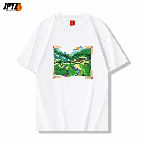 夏季新款国潮纯棉刺绣男t恤潮流宽松舒适中国民族风圆领短袖上衣商品大图