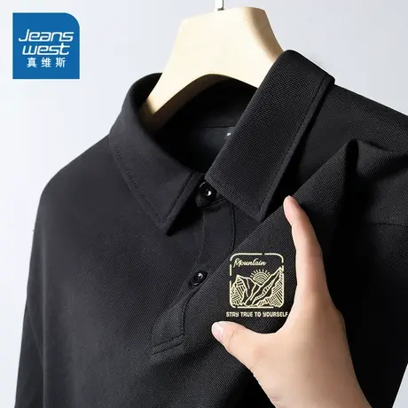 JR真维斯男装宽松上衣 2025春季新款230g重磅珠地棉短袖POLO衫男商品大图