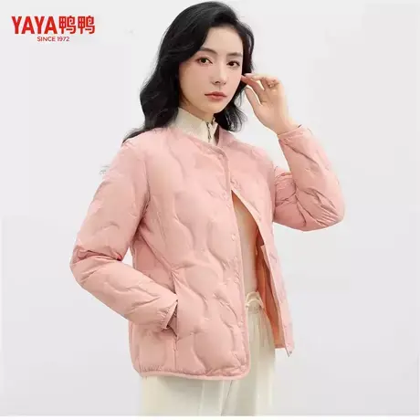 鸭鸭轻薄羽绒服女羽绒内搭休闲短款保暖外套纯色内胆V领时尚正品图片
