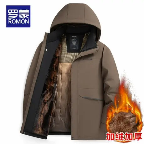 罗蒙加绒加厚爸爸冬装棉衣男款秋冬季连帽棉袄中老年男士棉服外套图片