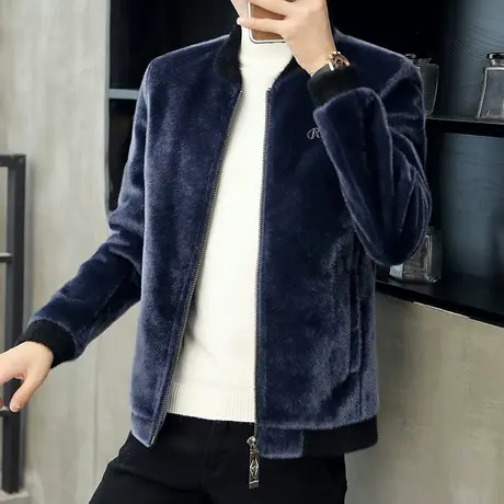 皮草2023仿水貂毛绒潮流男冬季棉袄秋冬季棉服外套冬装棉衣外衣服商品大图