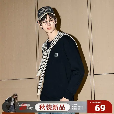 8.22/20点 上新唐狮男款圆领长袖T恤2025新款秋季大口袋简约独特商品大图