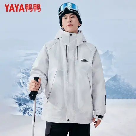 鸭鸭户外工装羽绒服男2025冬季新品时尚潮流加厚连帽短款迷彩外套商品大图