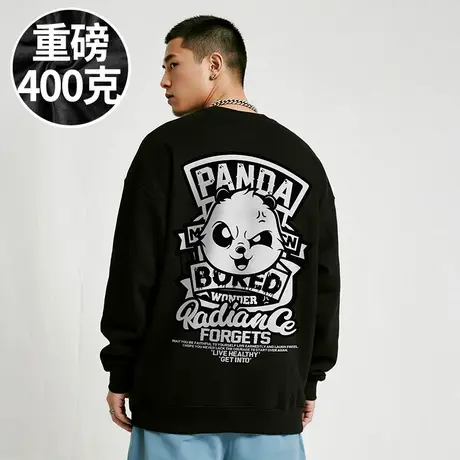 【胖子男装】300斤大码男装潮男美式潮牌加肥加大码圆领卫衣春秋商品大图