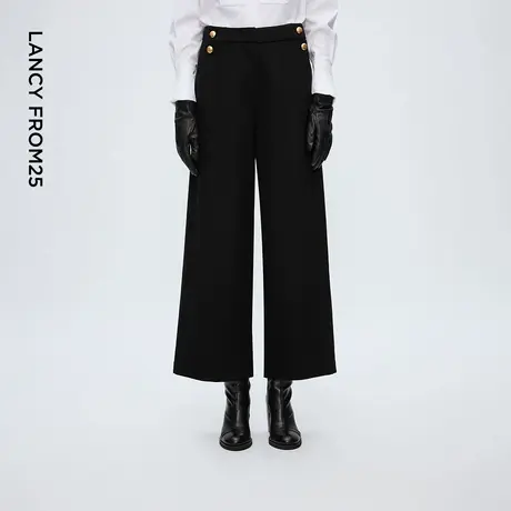 朗姿复古高腰时尚阔腿裤百搭通勤显瘦休闲裤女2025年冬季新款商品大图