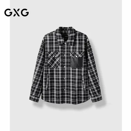 GXG男装2024年秋季品黑白格潮流休闲宽松外套夹克男图片