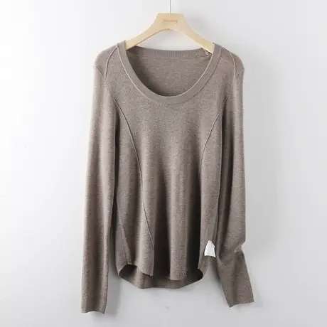 时尚针织圆领打底衫女内搭秋冬2023新款长袖修身纯色洋气减龄上衣商品大图