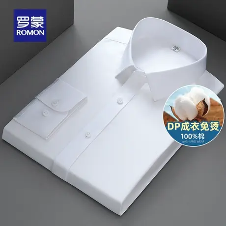 【DP免烫】罗蒙长袖衬衫男春季新款抗皱易打理商务休闲纯棉衬衣男商品大图