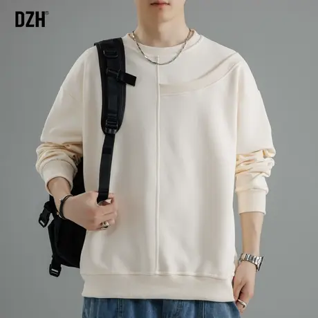 男士秋季圆领卫衣男春秋潮牌百搭男装2023新款上衣青少年情侣外套商品大图