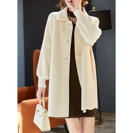 宝诗黎【新品价268元】中长款拼接毛呢外套AHT2005商品大图