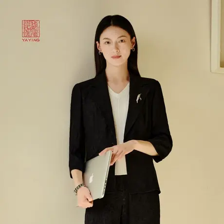 EP雅莹高端系列 国风通勤醋酸提花收腰西装外套 秋冬新款1103A商品大图