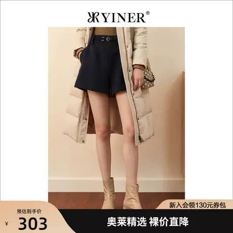 YINER音儿女装冬季新款高腰阔腿短裤休闲裤商品大图