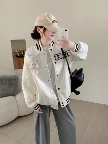 学院风休闲棒球服外套少女秋装2023年新款宽松百搭小清新夹克上衣商品大图