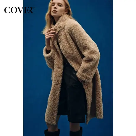 COVER冬季颗粒羊毛大衣插肩袖毛呢外套商品大图